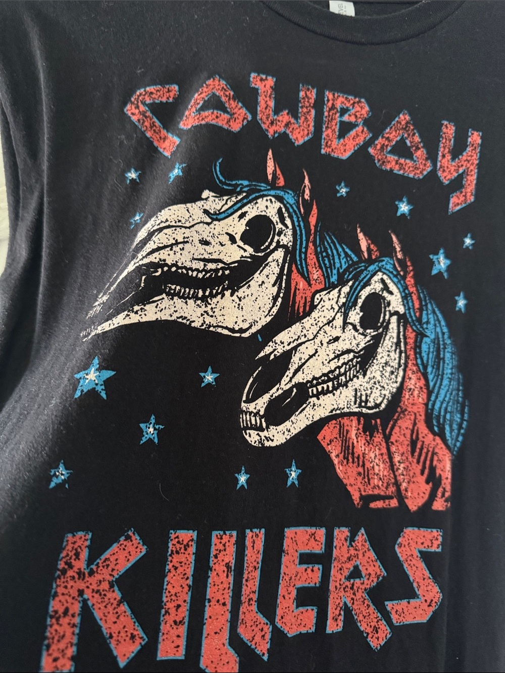 Cowboy Killers Graphic Tee - Black with Red & Blue Print